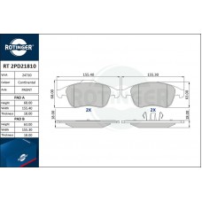 RT 2PD21810 ROTINGER Комплект гальмівних колодок дисковий гальм