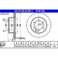 24.0118-0136.1 ATE Гальмівний диск