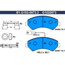 B1.G102-0873.2 GALFER Комплект гальмівних колодок дисковий гальм