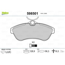 598501 VALEO Комплект гальмівних колодок дисковий гальм
