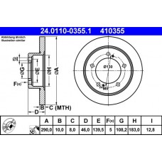 24.0110-0355.1 ATE Гальмівний диск