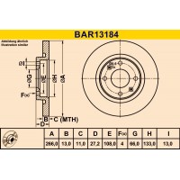 BAR13184 BARUM Гальмівний диск