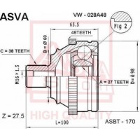 VW-028A48 ASVA Шарнирный комплект, Привідний вал