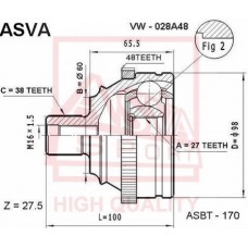 VW-028A48 ASVA Шарнирный комплект, Привідний вал