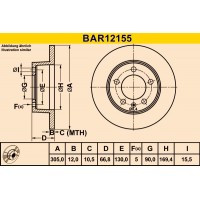 BAR12155 BARUM Гальмівний диск