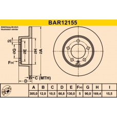 BAR12155 BARUM Гальмівний диск