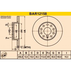 BAR12158 BARUM Гальмівний диск