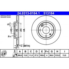 24.0313-0184.1 ATE Гальмівний диск