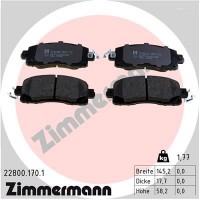 22800.170.1 ZIMMERMANN Комплект гальмівних колодок дисковий гальм