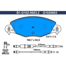 B1.G102-0603.2 GALFER Комплект гальмівних колодок дисковий гальм