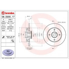 08.D205.17 BREMBO Гальмівний диск