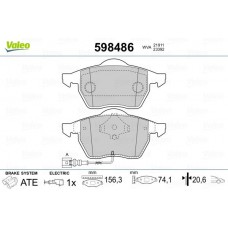 598486 VALEO Комплект гальмівних колодок дисковий гальм