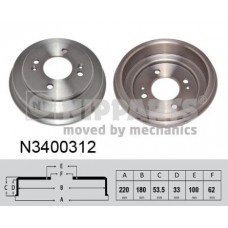 N3400312 NIPPARTS Гальмівний барабан