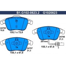 B1.G102-0823.2 GALFER КомплеК т гальмівних колодок, дискове гальмо