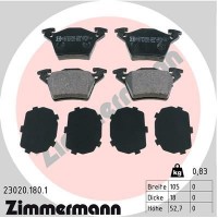 23020.180.1 ZIMMERMANN КомплеК т гальмівних колодок, дискове гальмо
