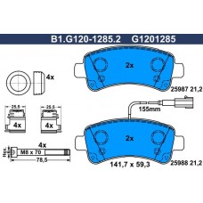B1.G120-1285.2 GALFER КомплеК т гальмівних колодок, дискове гальмо