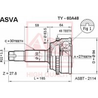 TY-60A48 ASVA Шарнирный комплект, Привідний вал