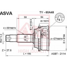 TY-60A48 ASVA Шарнирный комплект, Привідний вал
