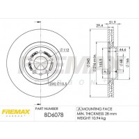 BD-6078 FREMAX Гальмівний диск
