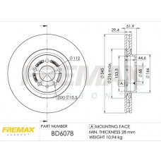 BD-6078 FREMAX Гальмівний диск