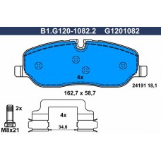 B1.G120-1082.2 GALFER Комплект гальмівних колодок дисковий гальм