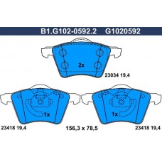 B1.G102-0592.2 GALFER Комплект гальмівних колодок дисковий гальм