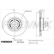 BD-3565 FREMAX Гальмівний диск
