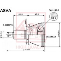 SK-1403 ASVA Шарнирный комплект, Привідний вал