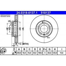 24.0318-0137.1 ATE Гальмівний диск