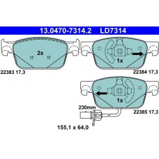13.0470-7314.2 ATE Комплект гальмівних колодок дисковий гальм
