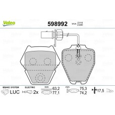 598992 VALEO Комплект гальмівних колодок дисковий гальм