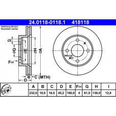 24.0118-0118.1 ATE Гальмівний диск