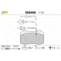 598466 VALEO Комплект гальмівних колодок дисковий гальм