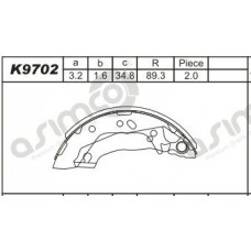 K9702 ASIMCO Комплект гальмівних колодок