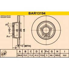 BAR13194 BARUM Гальмівний диск