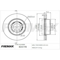 BD-0198 FREMAX Гальмівний диск