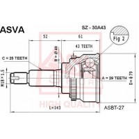 SZ-30A43 ASVA Шарнирный комплект, Привідний вал