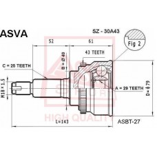 SZ-30A43 ASVA Шарнирный комплект, Привідний вал