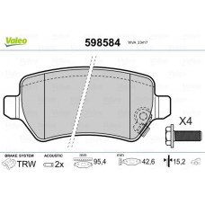 598584 VALEO Комплект гальмівних колодок дисковий гальм