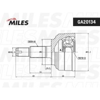 GA20134 MILES Шарнирный комплект, Привідний вал
