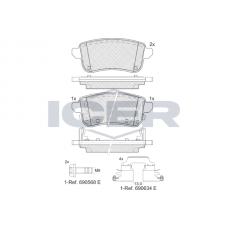 181904-208 ICER Комплект гальмівних колодок дисковий гальм