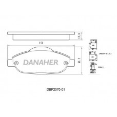 DBP2070-01 DANAHER Комплект гальмівних колодок дисковий гальм
