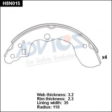 H8N015 ADVICS Комплект гальмівних колодок