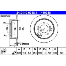 24.0110-0318.1 ATE Гальмівний диск