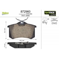 872960 VALEO Комплект гальмівних колодок дисковий гальм
