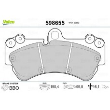 598655 VALEO КомплеК т гальмівних колодок, дискове гальмо