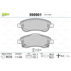 598901 VALEO КомплеК т гальмівних колодок, дискове гальмо