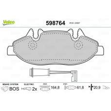 598764 VALEO Комплект гальмівних колодок дисковий гальм