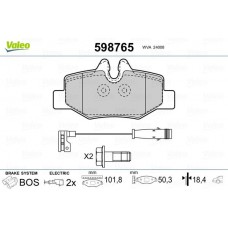 598765 VALEO Комплект гальмівних колодок дисковий гальм