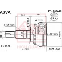 TY-900A48 ASVA Шарнирный комплект, Привідний вал
